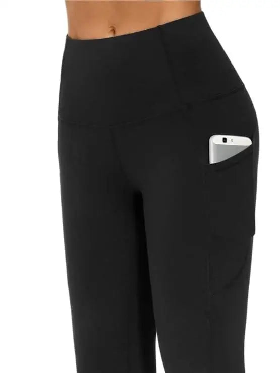 A Two-Piece Set of Athletic Leggings with Pockets on Both Sides, Yoga, Running, Quick-Drying, High Elasticity Soft, Comfortable.