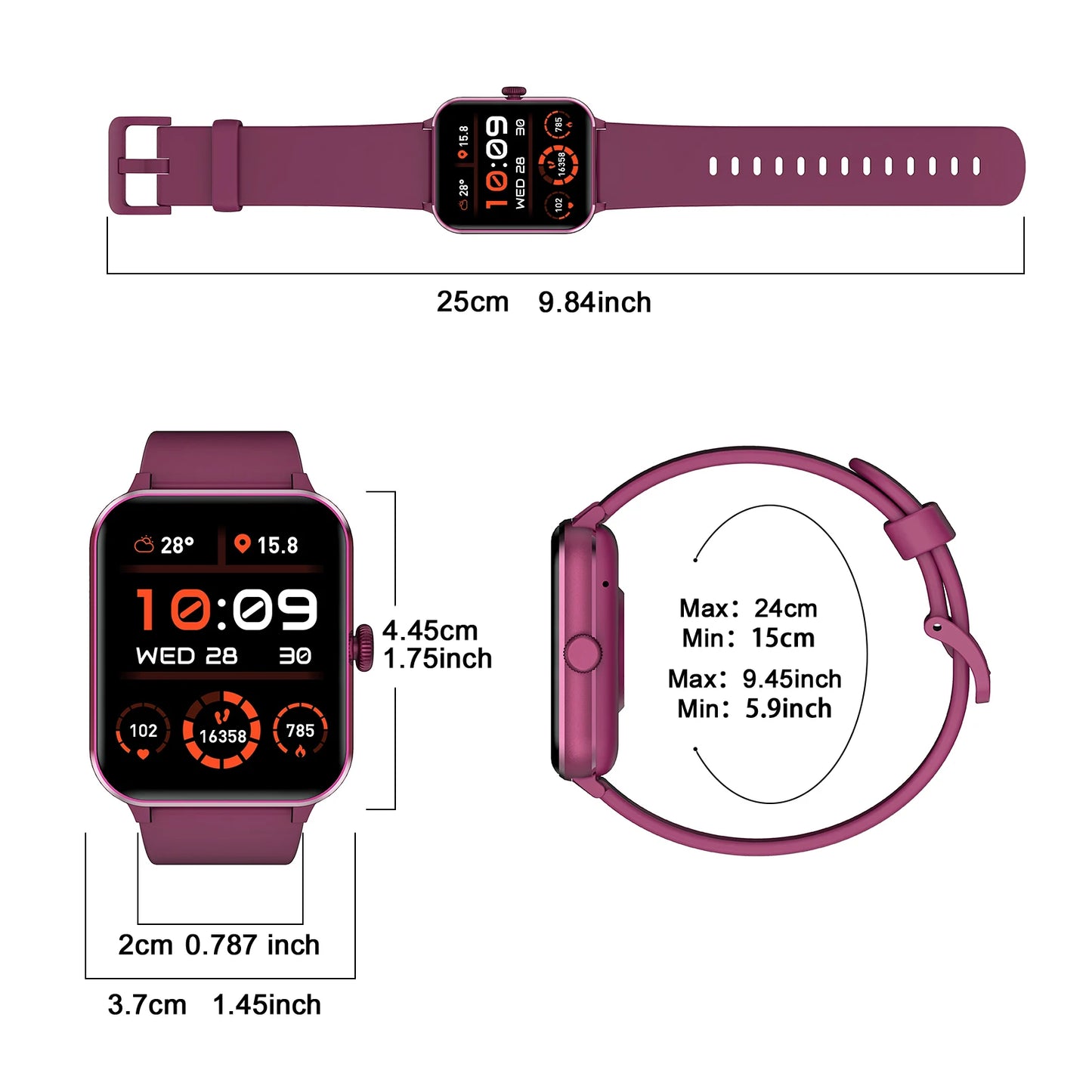 SOPZTENI R50 Bluetooth Call Smartwatch 1.85'' HD Display Fitness Sport Watch Heart Health Sleep Monitoring Watches for Men Women