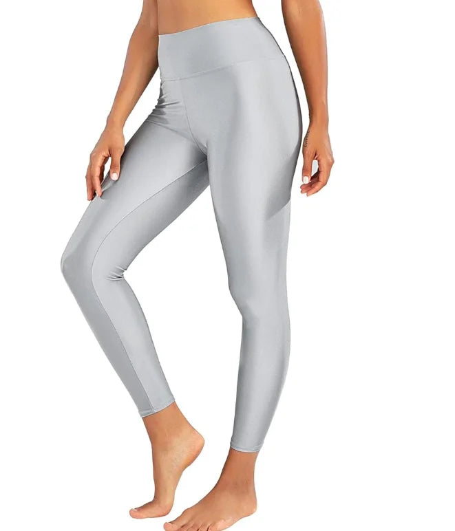 Shinning Legging High Waisted Yoga Pants Tummy Control Shiny Sports Tights Workout