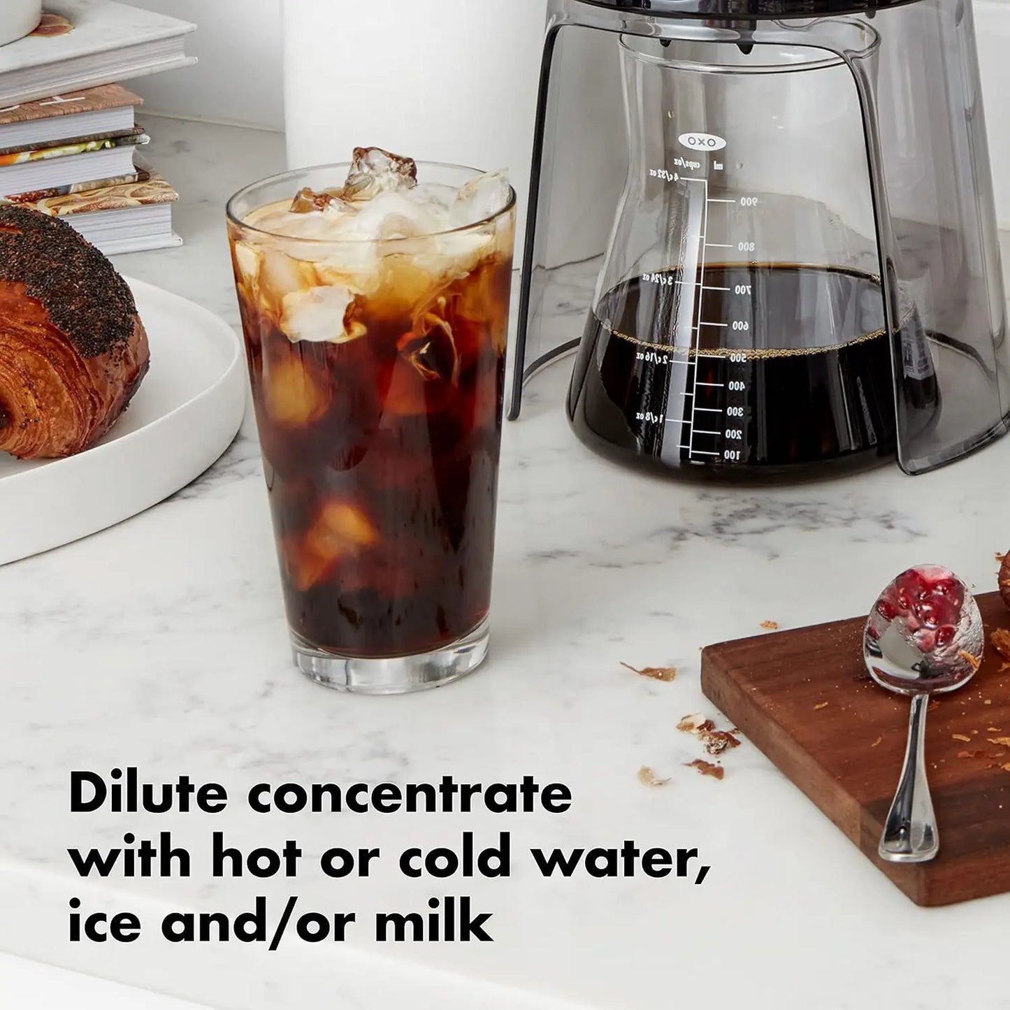 32 oz Stainless Steel Cold Brew Coffee Maker with Built-in Filter and Easy-Pour Spout for Fresh, Bitter-Free Brew