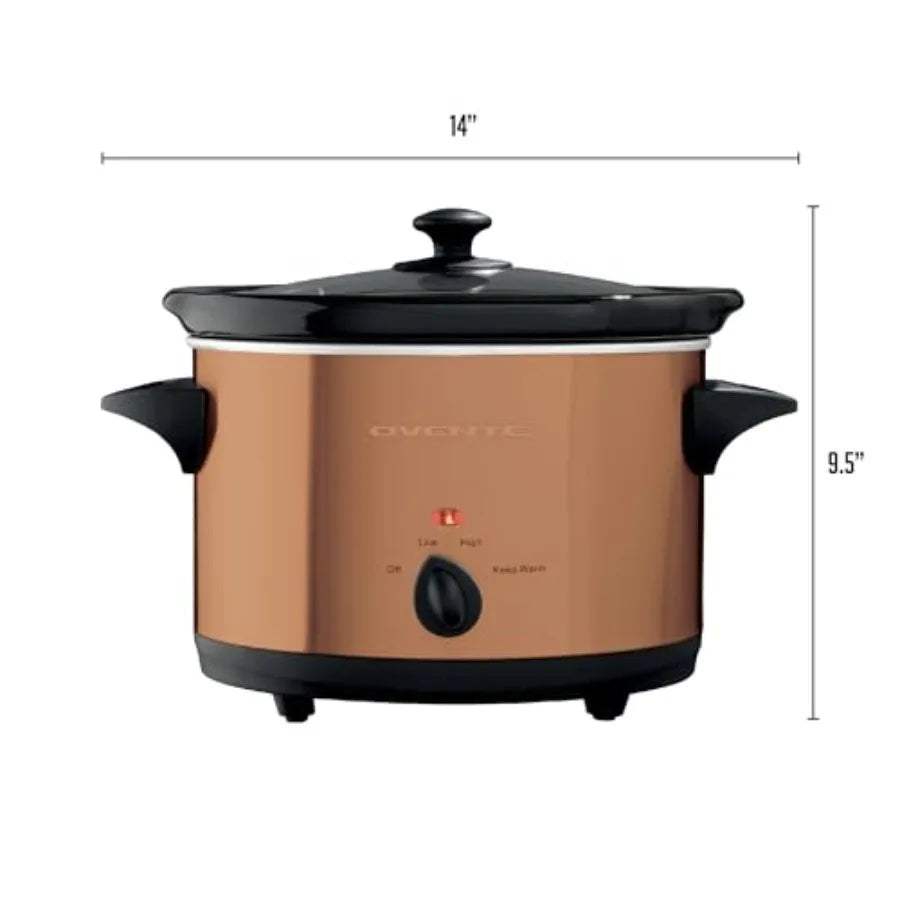 4-Quart Electric Slow Cooker with 3 Temperature Settings Removable Ceramic Pot Dishwasher Safe Glass Lid Stainless Steel Body C