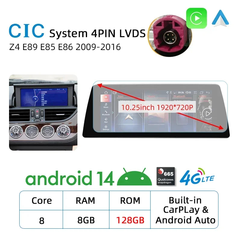 Android 14 Wireless Carplay Touch Screen For BMW Z4 E89 E85 E86 2009-2016 4G Car Radio Multimedia Player Navi Stereo DSP WIFI