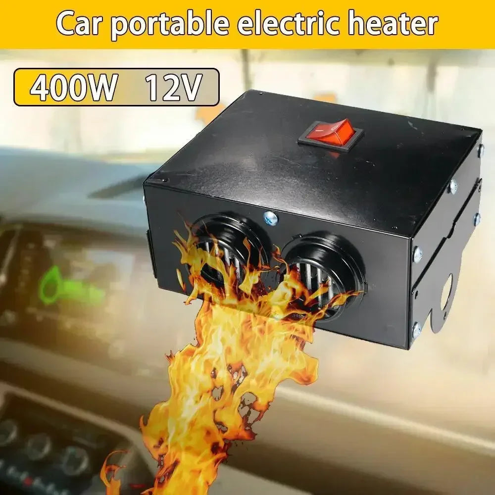 400W Electric Portable Car Heater 12V DC Heating Fan Defogger Defroster Demister Black
