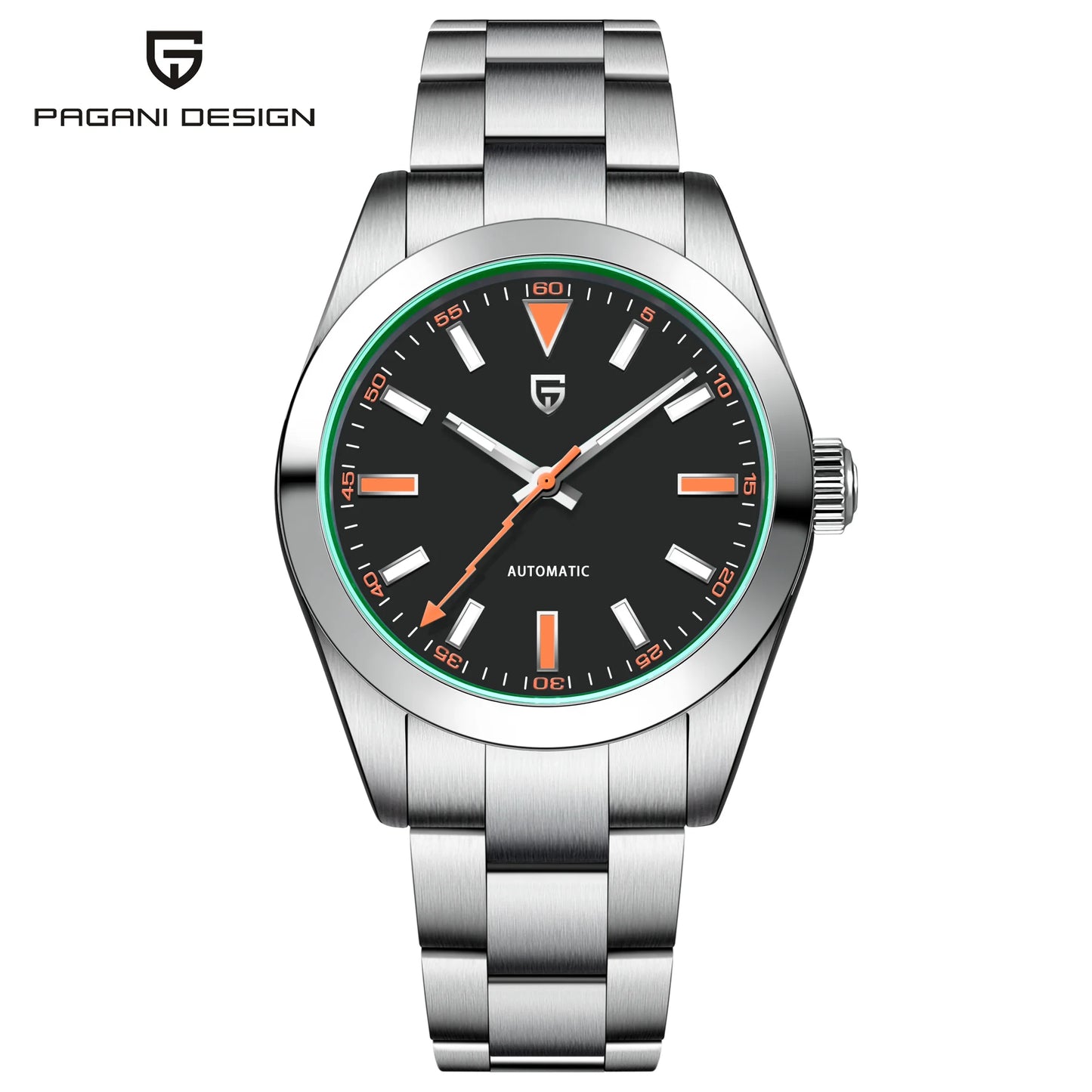 PAGANI DESIGN 2025 New Green Glass Men's Mechanical Watches Automatic Watch Men AR Sapphire crystal Stainless steel Wristwatch