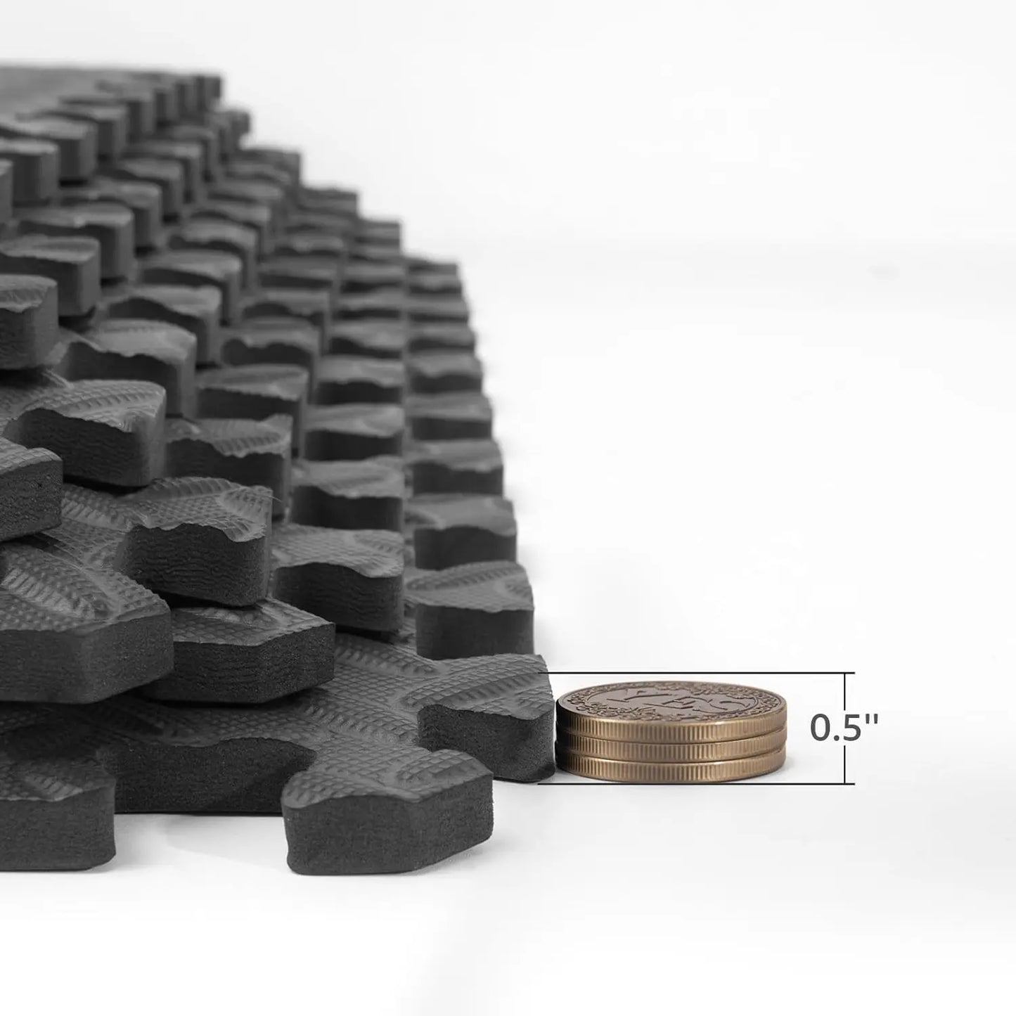 EVA Foam Interlocking Puzzle Exercise Mats, 24x24 Inch, 0.5 Inch Thick, Pack of 6 for Gym Flooring and Workouts