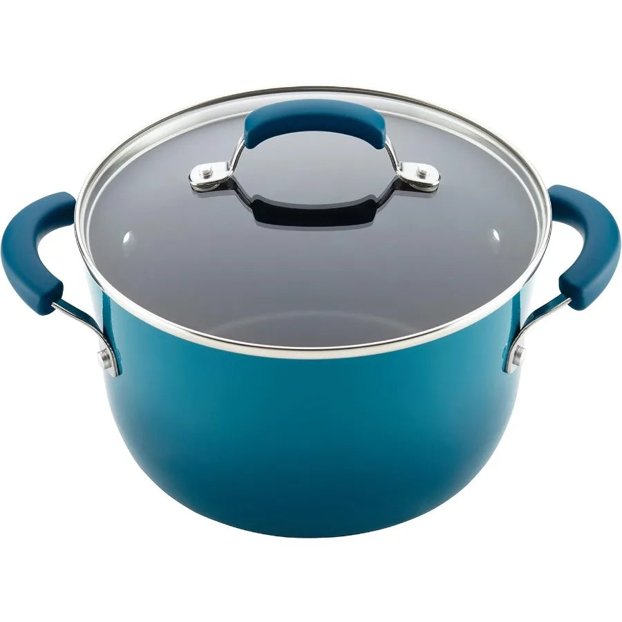 Brights Nonstick Cookware Pots and Pans Set 10 Piece Marine Blue