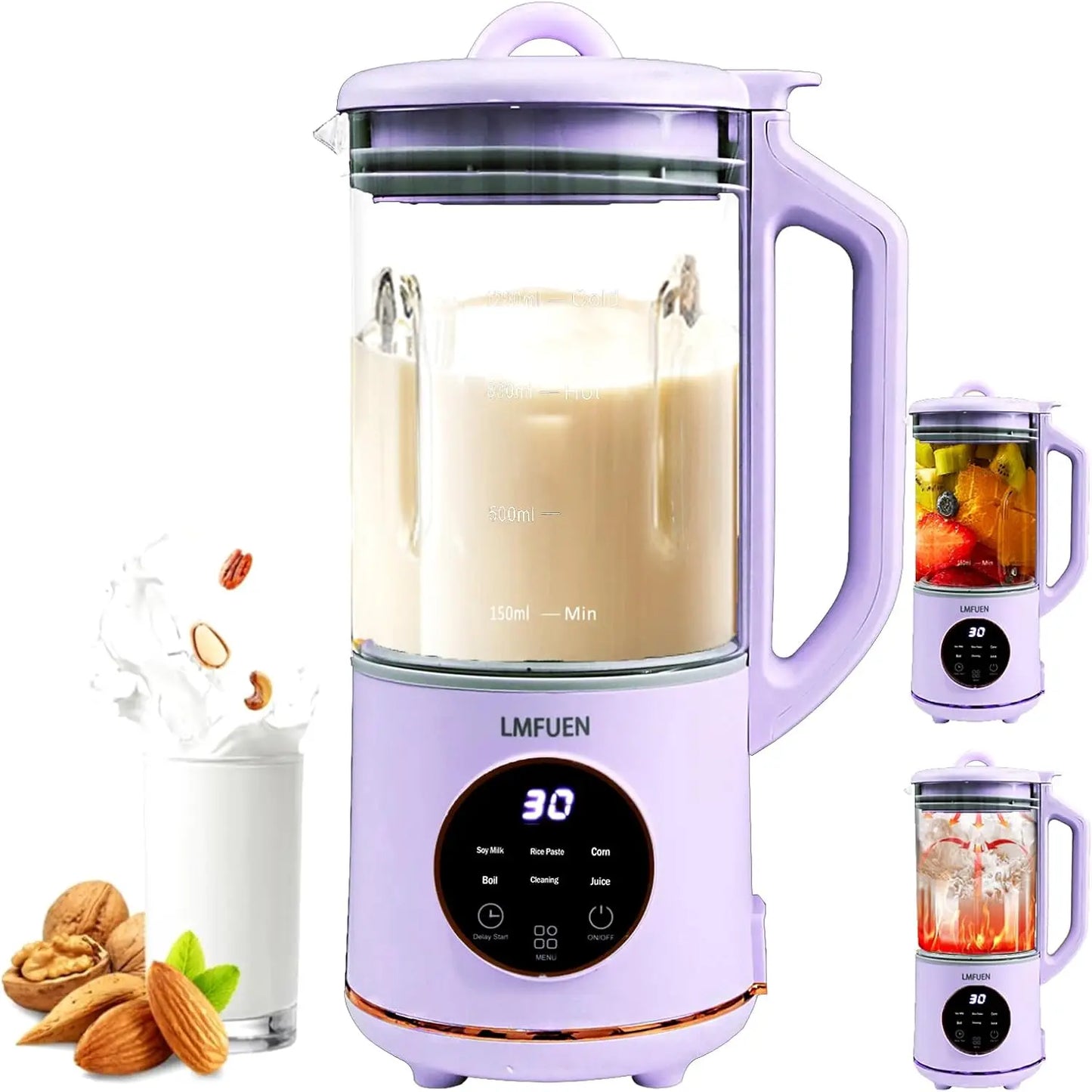 Automatic Nut Milk Maker, 40oz Cold & 27oz Hot Blender, Soy Milk, Juice, Baby Food, Ice Crushing, Delay Start, Keep Warm