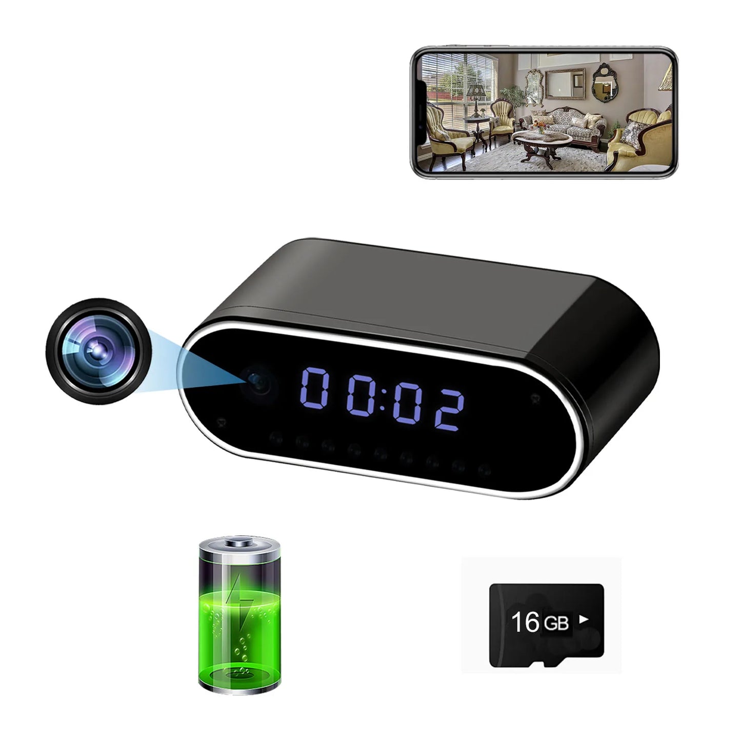 Ouvis Wireless 4K Clock Camera Night Vision With Motion Detection And App Access