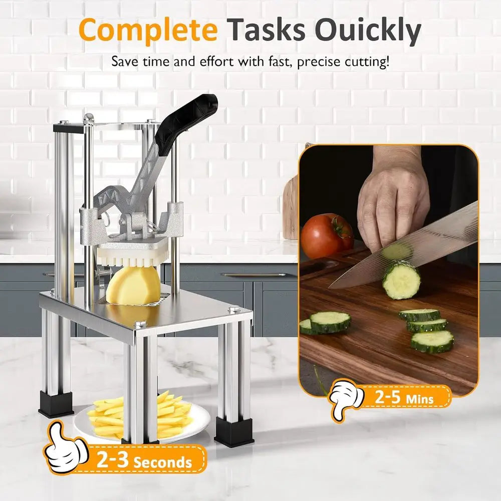 Heavy Duty Potato Slicer with 2 Replaceable Blades, 1/2 and 3/8