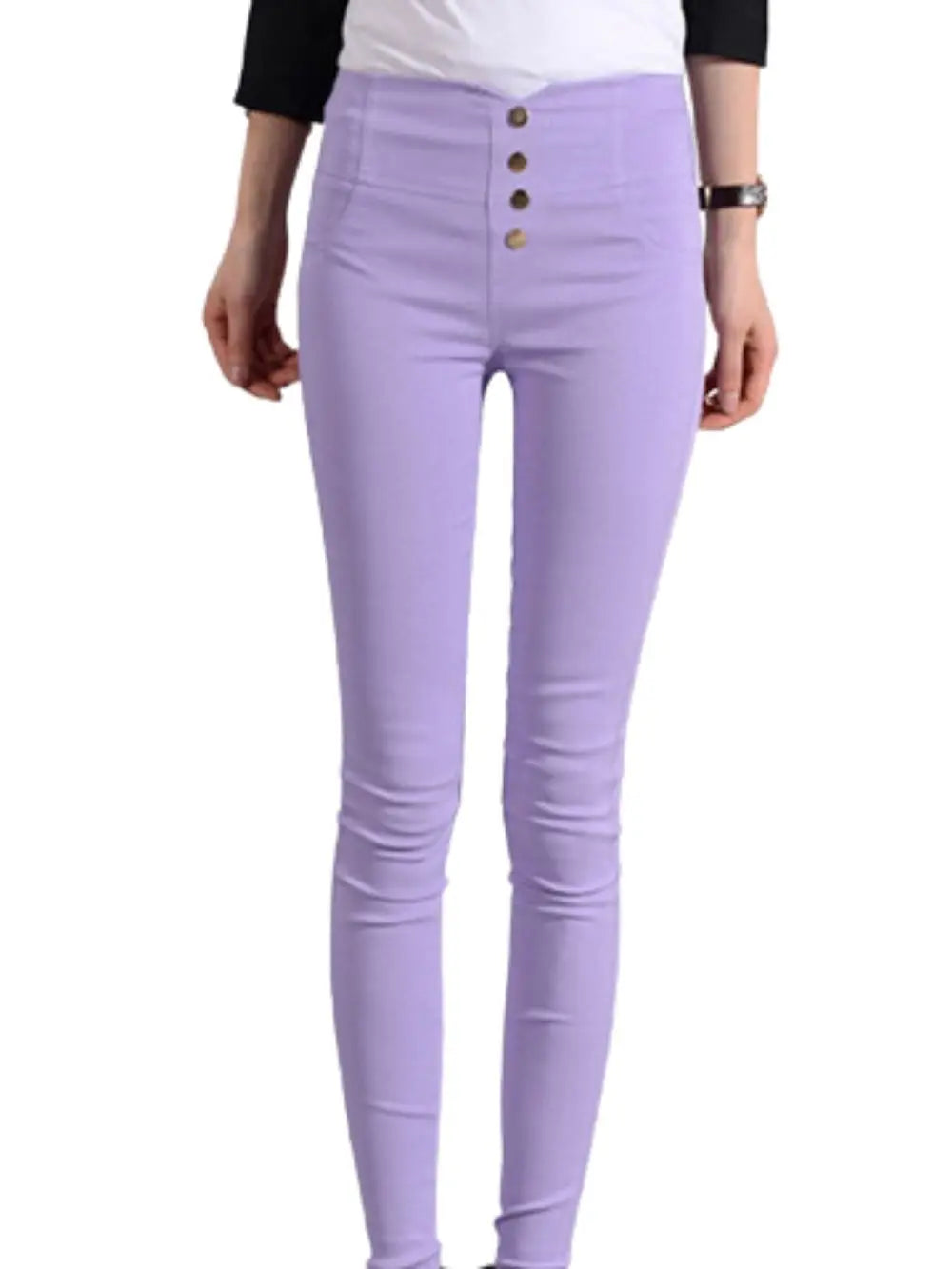 Button Fly Pants for Women Super Stretch Comfort High Waist High Rise Skinny Jeans Tapered Leg Butt Lift Pant ouc309