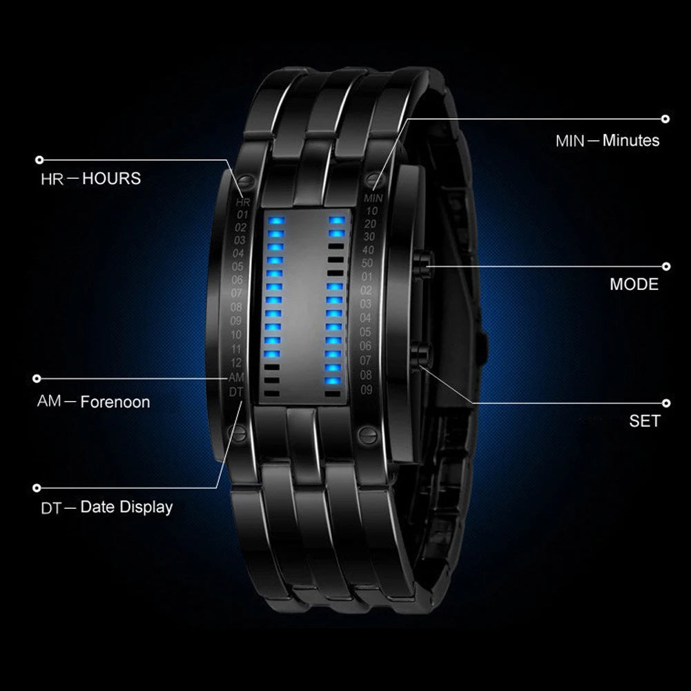 Luxury Lovers Watch Steel Blue Luminous LED Electronic Display Sport Watch