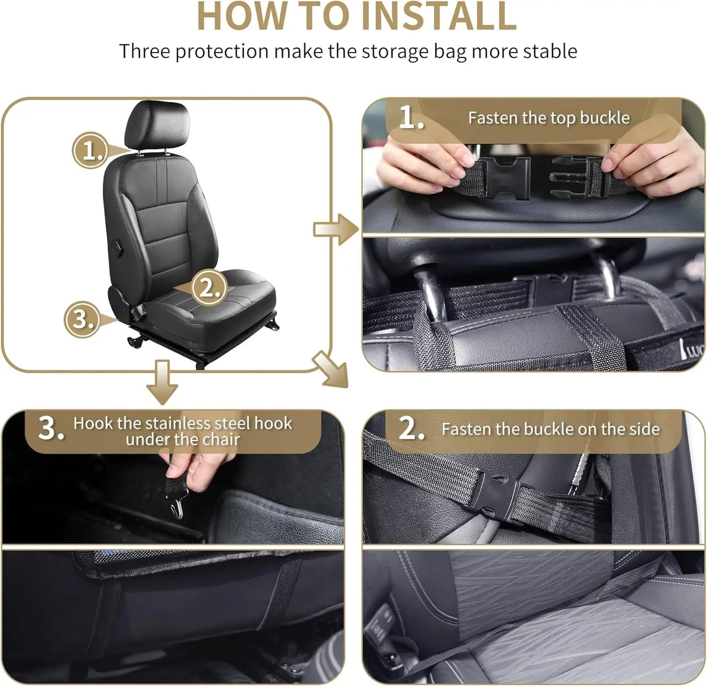 Car Backseat Organizer with Touch Screen Tablet Holder, 9 Storage Pockets for Kids Travel Accessories - Black