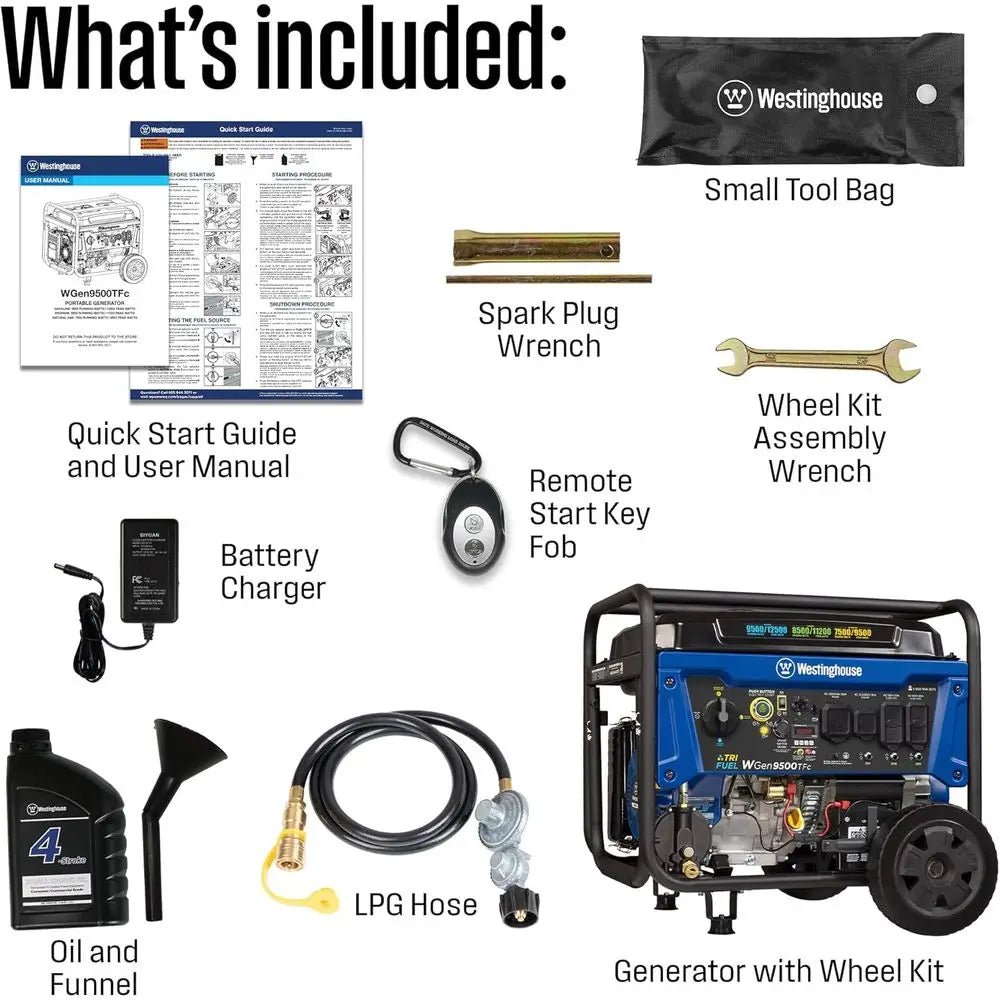 12500W Portable Home Backup Generator with Remote Start, Dual Fuel Capability