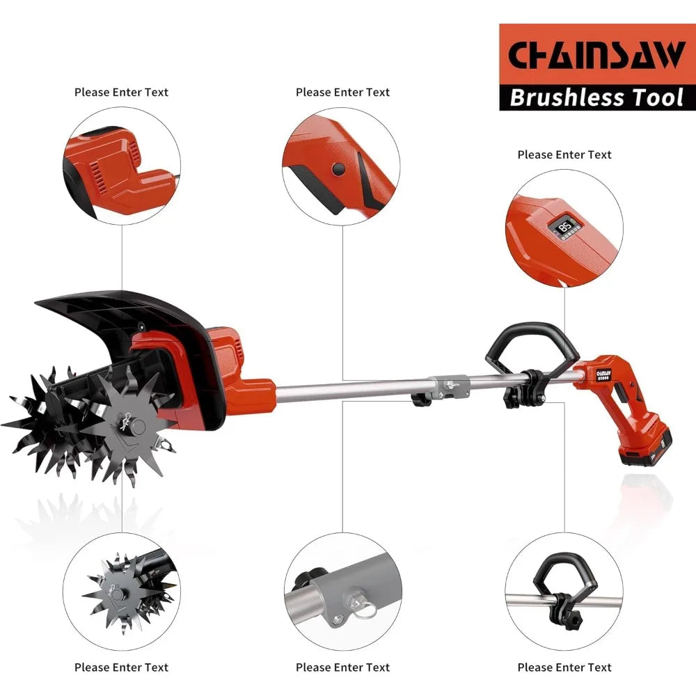 Cordless Tiller Cultivator for Milwaukee 18V Battery(Tool Only),Electric Garden Tiller w/360 RPM, 9In Tilling Width