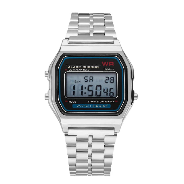 Luxury Men Stainless Steel Digital Military Armys Sport Led Waterproof Wrist Watch Clock Fashion Chronograph Wristwatch 2028