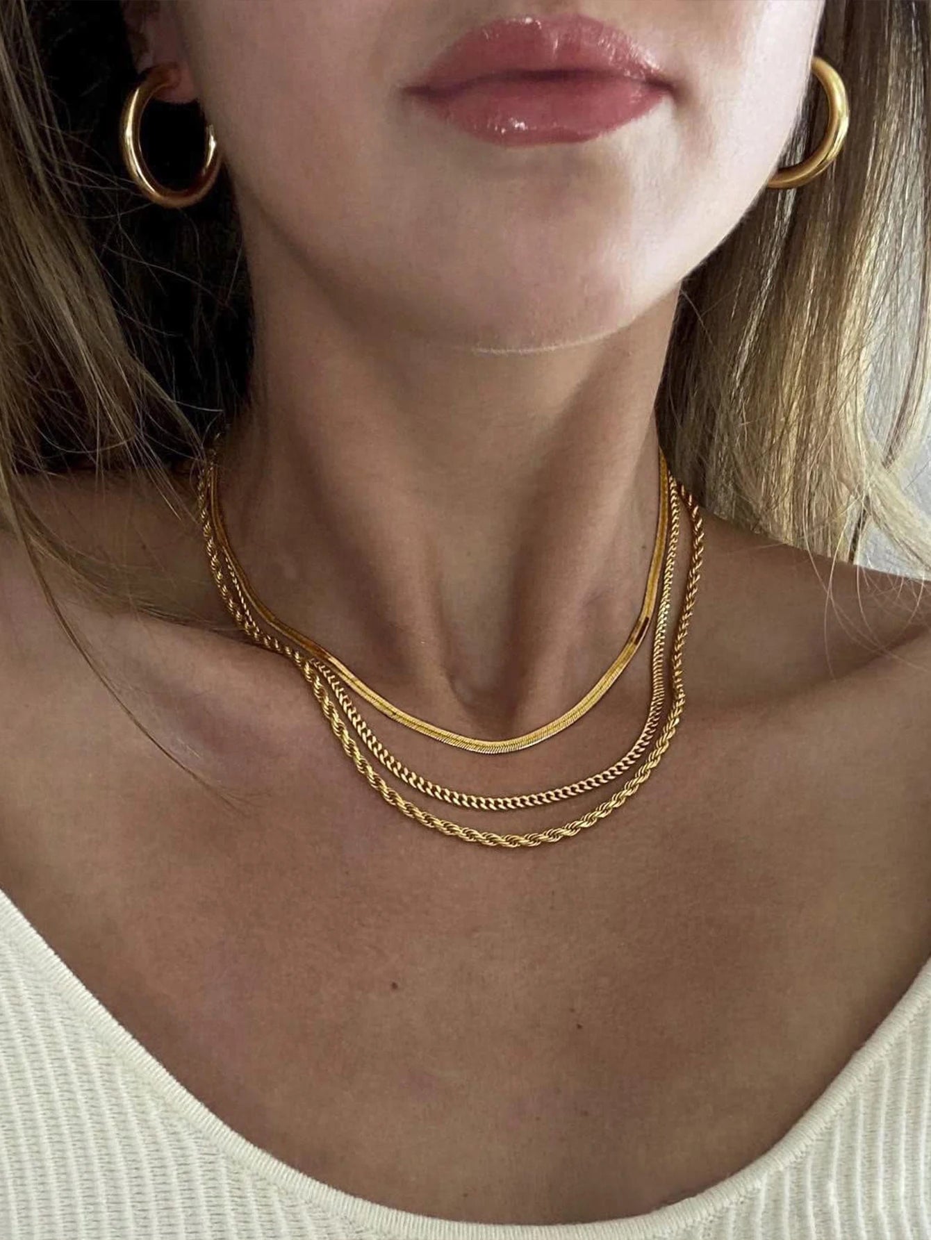 1 Pieces Women Y Shaped Necklace Set Exquisite Gold Snake Chain Minimalist Layered Jewelry Gift for Her Birthday Anniversary