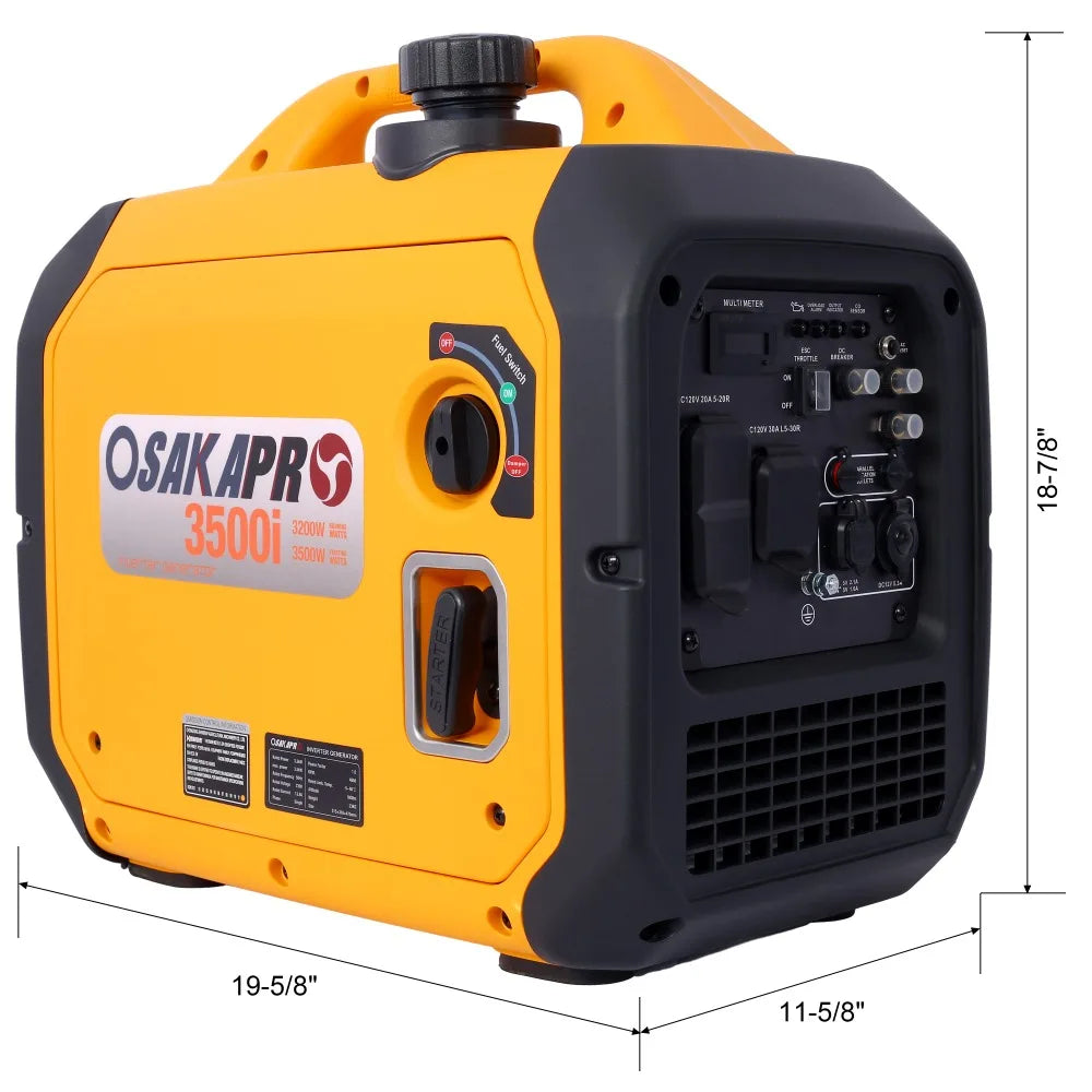 3500 Watt Portable Inverter Generator Gas Powered, EPA Compliant with CO SENSOR, for Home Backup Power, Outdoor Camping
