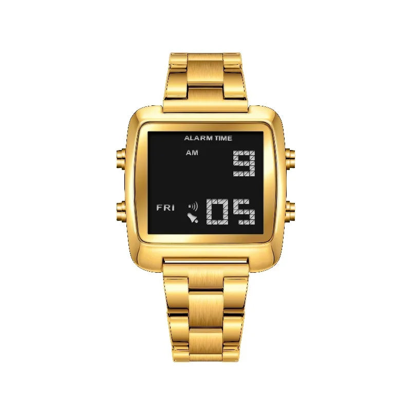 Binda Women's Stainless Steel LED Digital Watch Waterproof Fashion Business Electronic Wristwatch Reloj Mujer