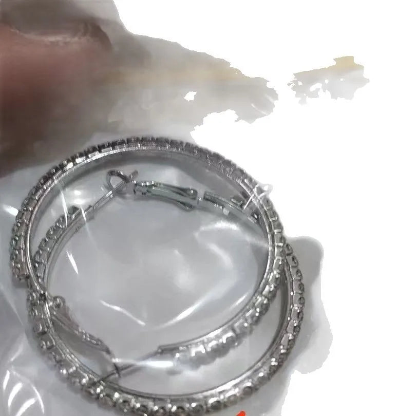 1Pair of fashionable round zirconia ring earrings, perfect for birthdays