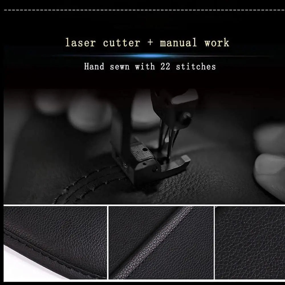 2 Pack Premium PU Leather Car Seat Back Organizer with Cup Holder and Kick Mats, Universal Fit for Travel Accessories