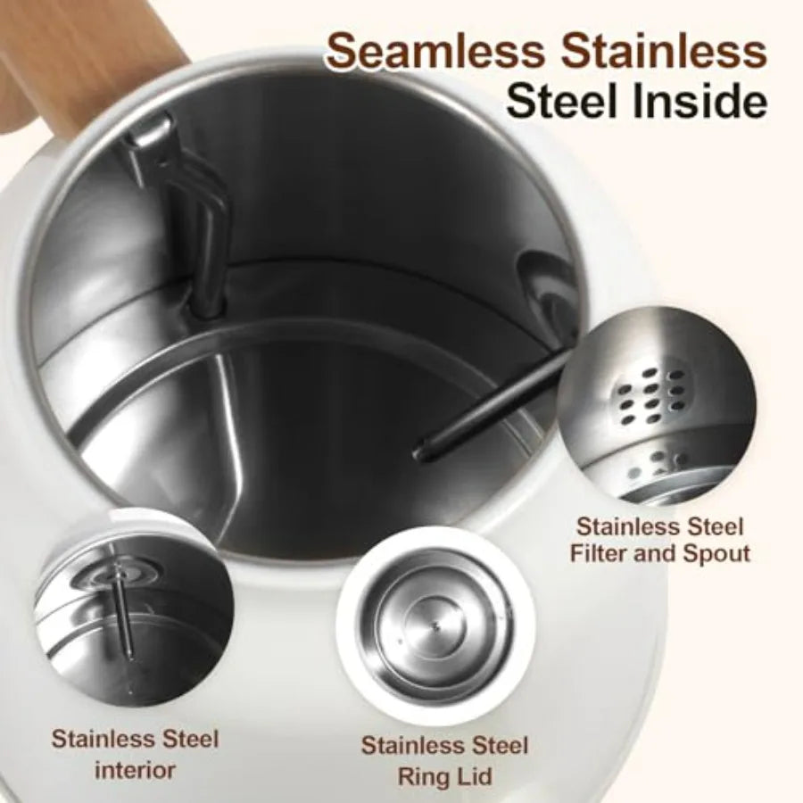 1.2L Electric Gooseneck Kettle with Thermometer for Coffee Tea Stainless Steel Silver Precision Temperature Control