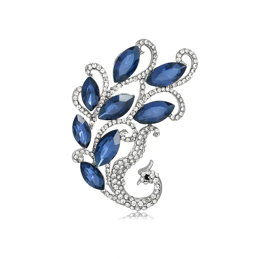 New Retro Phoenix Rhinestone Brooch Fashion Shiny Crystal Animal Pin Men and Women Clothes Bag Accessories Jewelry Gift