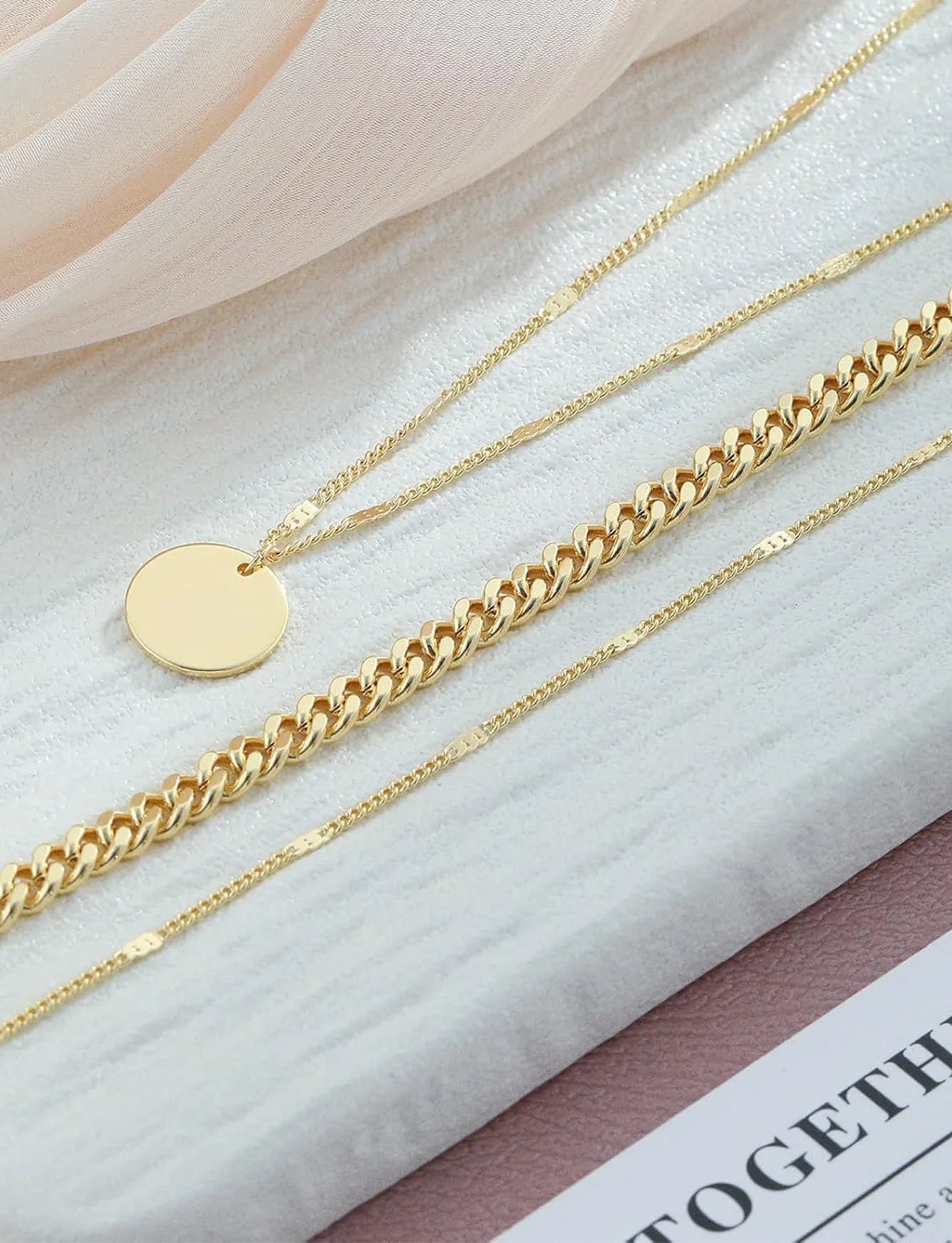 Women's Gold Necklace Fashion Cuban Chain Jewelry Set Elegant Paper Clip Design Fashion Accessories For Everyday Occasions and P
