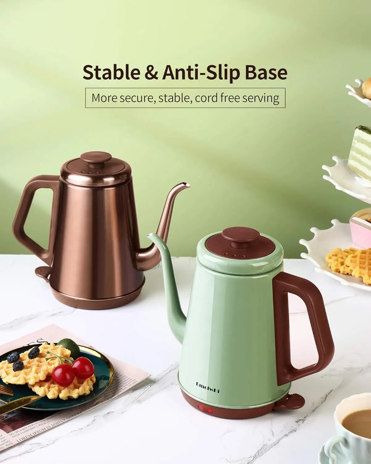 1000W Gooseneck Electric Kettle (1.0L),100% StainlSteel BPA Free Tea Kettle with Auto Shut - Off Protection, Pour Over Coffee