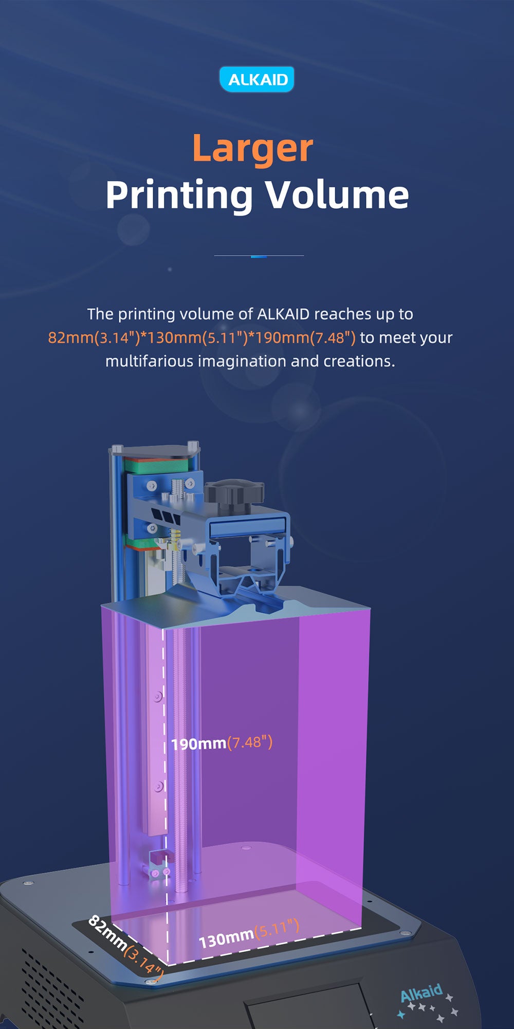 GEEETECH ALKAID LCD 3D Printer UV Light Curing Resin Printing, Large Build Volum 82*130*190 7.48" High Resolution Fast Printing