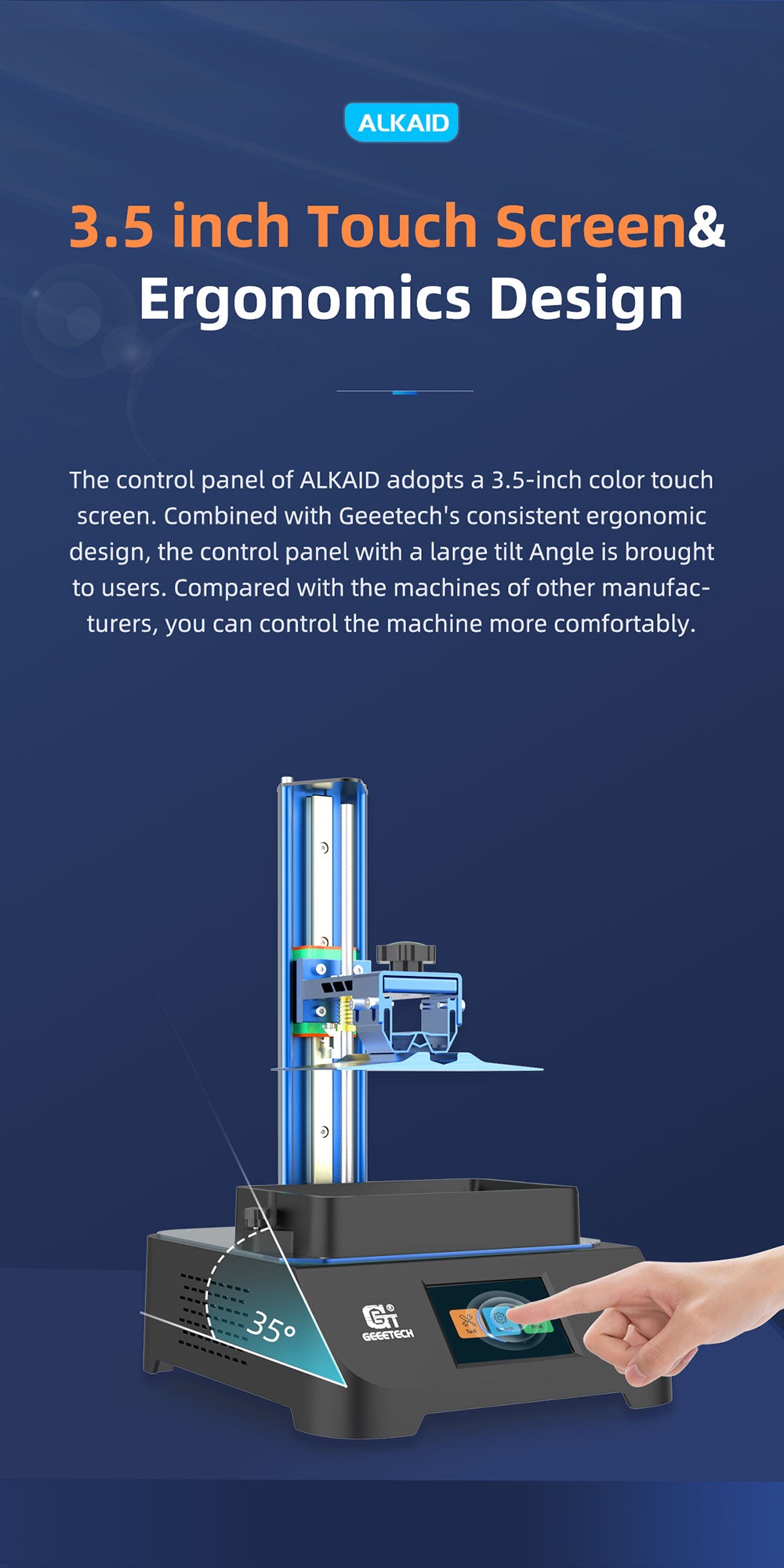 GEEETECH ALKAID LCD 3D Printer UV Light Curing Resin Printing, Large Build Volum 82*130*190 7.48" High Resolution Fast Printing
