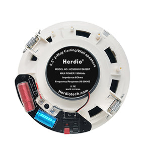 Herdio 6.5” Ceiling Speakers 2-Way Passive Speaker System 300 Watts Home Theater Subwoofer Indoor Outdoor Sound Box A Pair