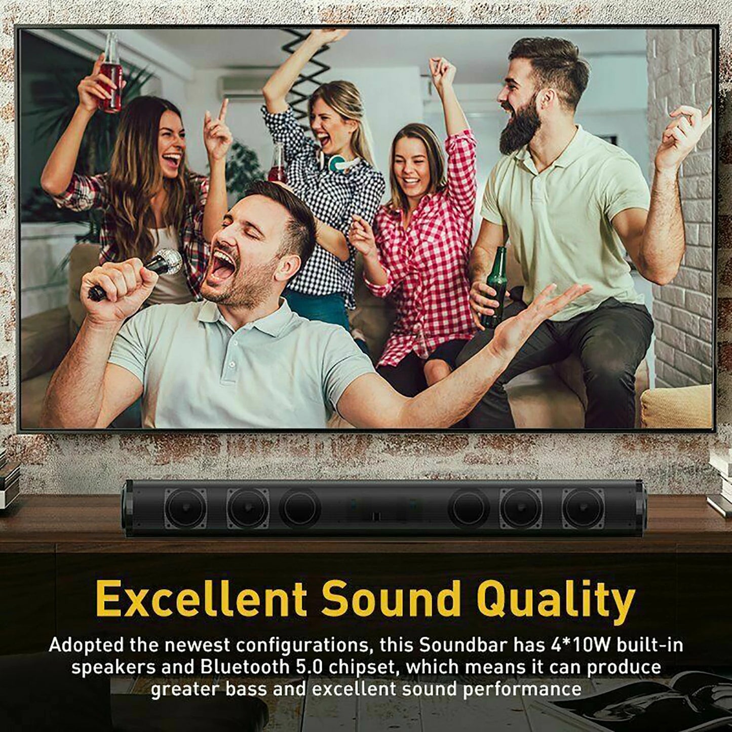 DARUPSUN Bluetooth 5.0 Home TV Sound Bar Speaker System Wireless Subwoofer 3D Surround