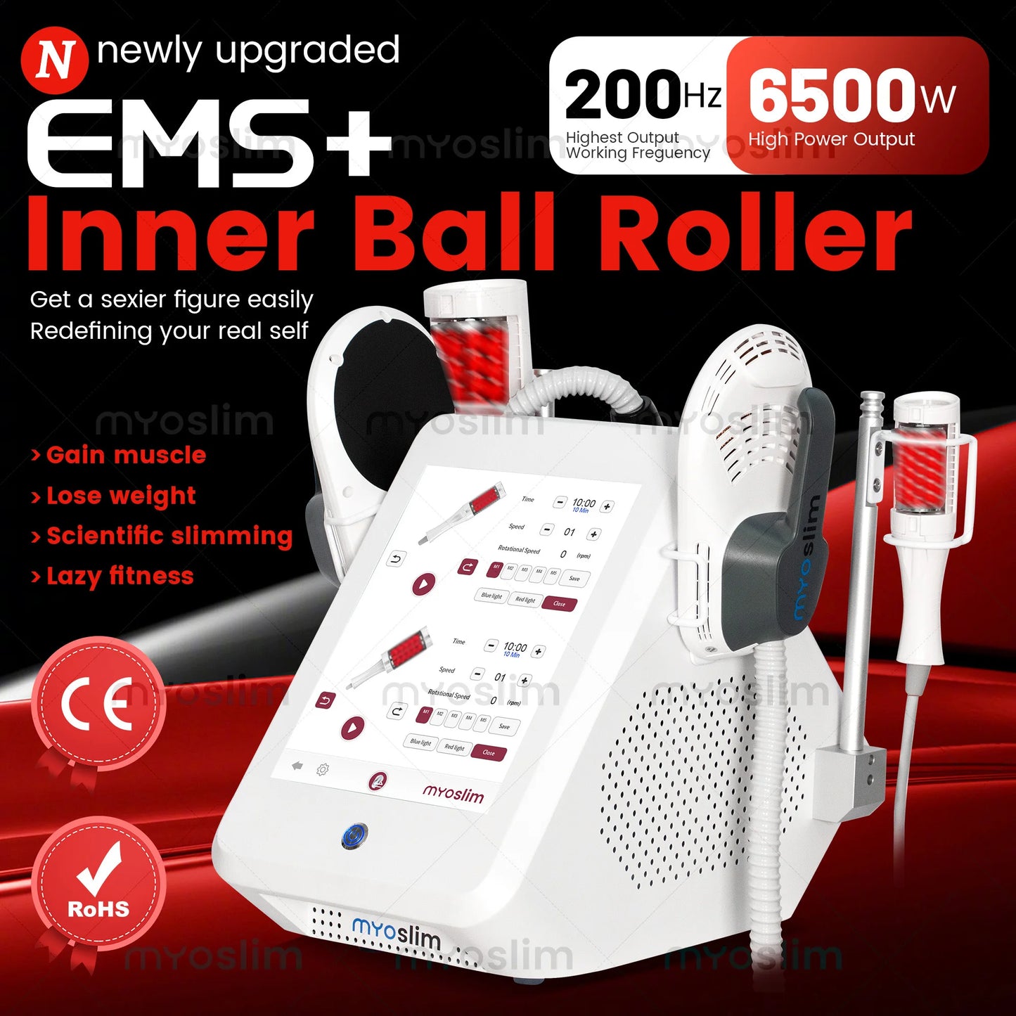 EMS Inner Ball Roller Body Shaping Machine 360° Rotation Lazy Fitness Muscle Gain Weight Loss Device