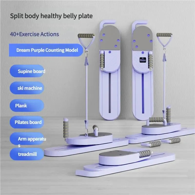 Split Pilates balance board, 40+ exercise movements, multifunctional fitness tool, (abdominal board, ski machine, yoga)
