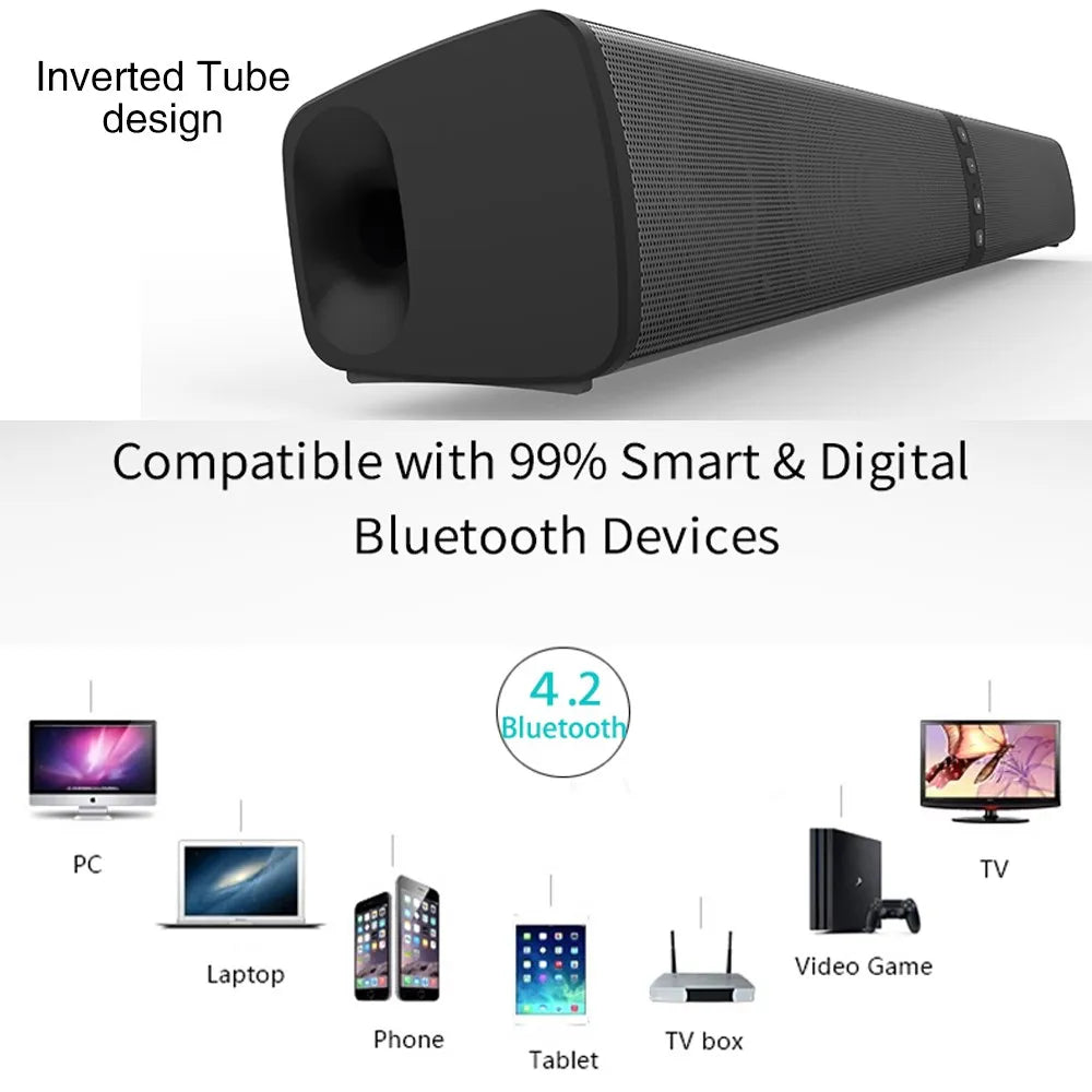 DARUPSUN Portable Surround Sound Bar Bluetooth 2 Speaker in 1 Subwoofer TV Home Theater