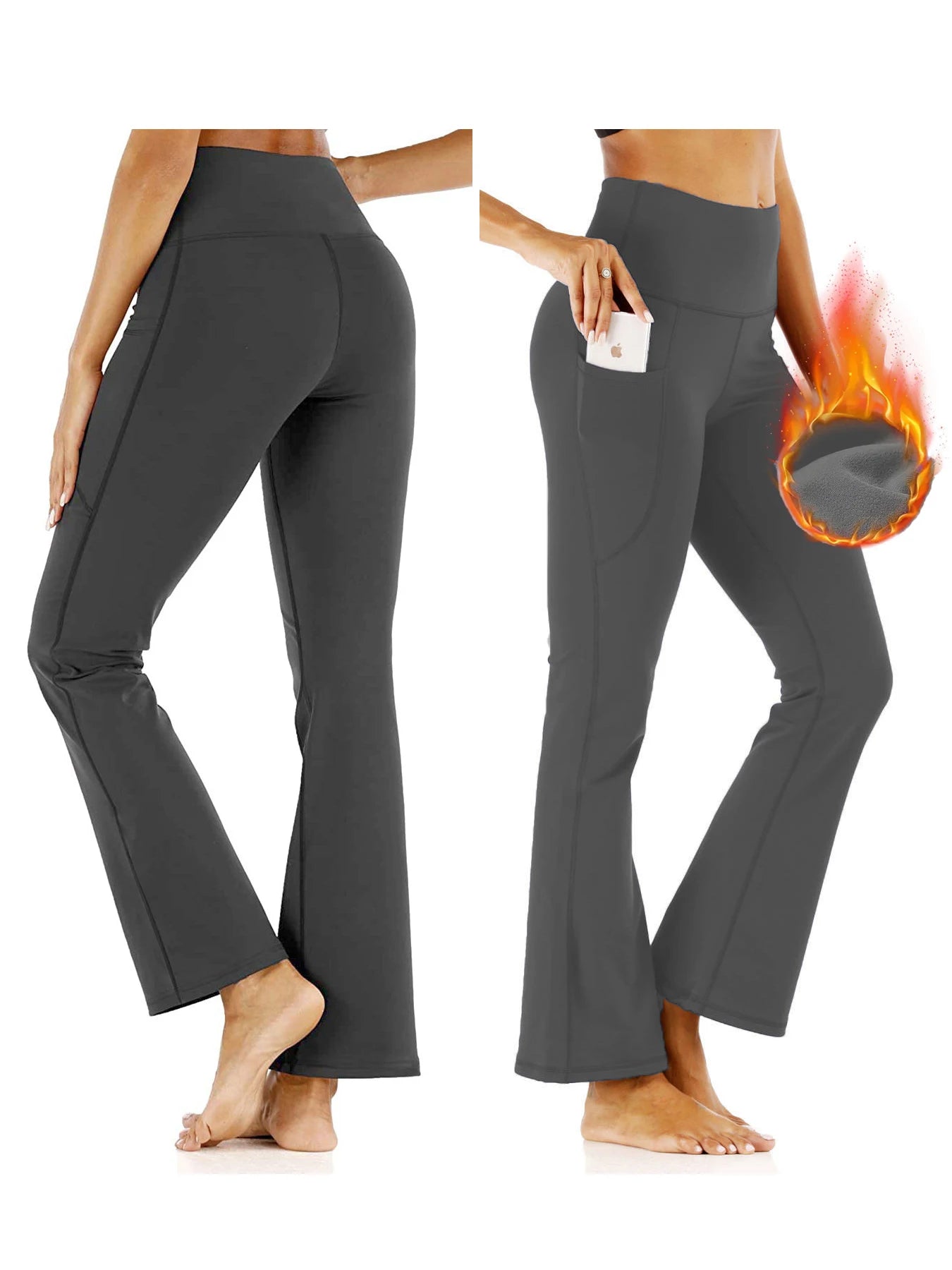 3-Pack Women's Solid Skinny Flare Leg Pants,High Waist Stretch Flared Pants, Sports Yoga Pants Compression Leggings Running Fitn