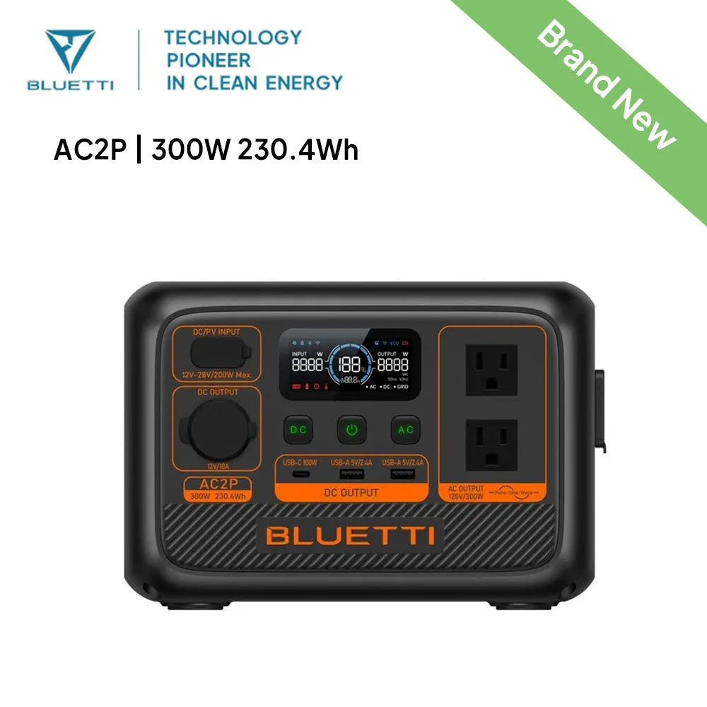 【Brand New】BLUETTI AC2P 300W 230.4Wh Portable Power Station Powerful Lightweight for Travel and Home Use