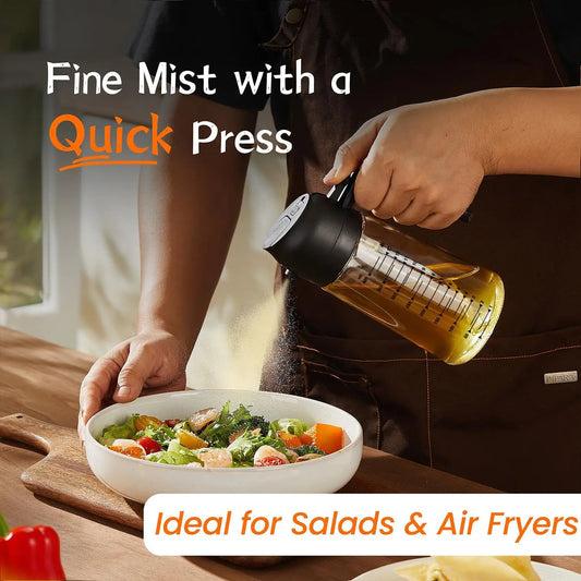 16oz/470ml Glass Olive Oil Sprayer for Cooking – 2 in 1 Olive Oil Dispenser Bottle for Kitchen Gadgets and Air Fryer