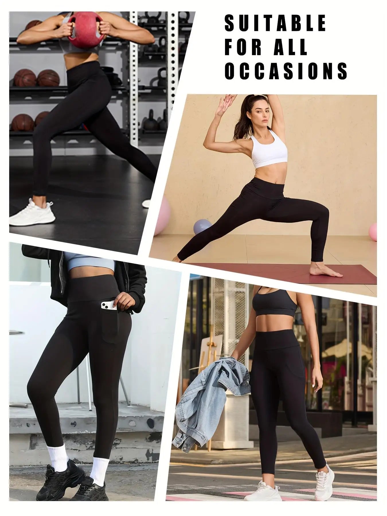 3 Pack Women's High Waisted Tummy Control Leggings with Pockets - Super Soft Stretchy  Running Workout Pants, Machine Washable