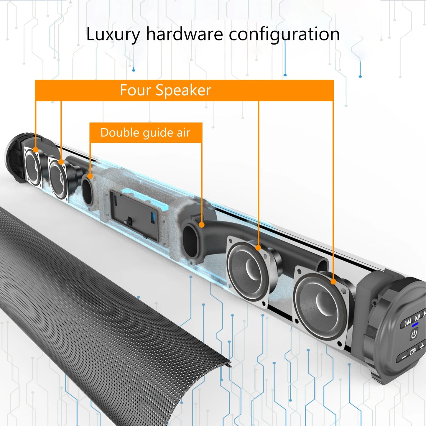 DARUPSUN Bluetooth 5.0 Home TV Sound Bar Speaker System Wireless Subwoofer 3D Surround