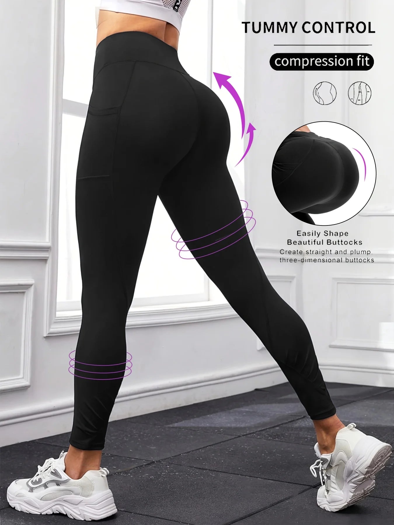 Cozy & Flexible! Women's Black Plus Size High-Waist Yoga Leggings | Perfect For Gym Running Daily Workout