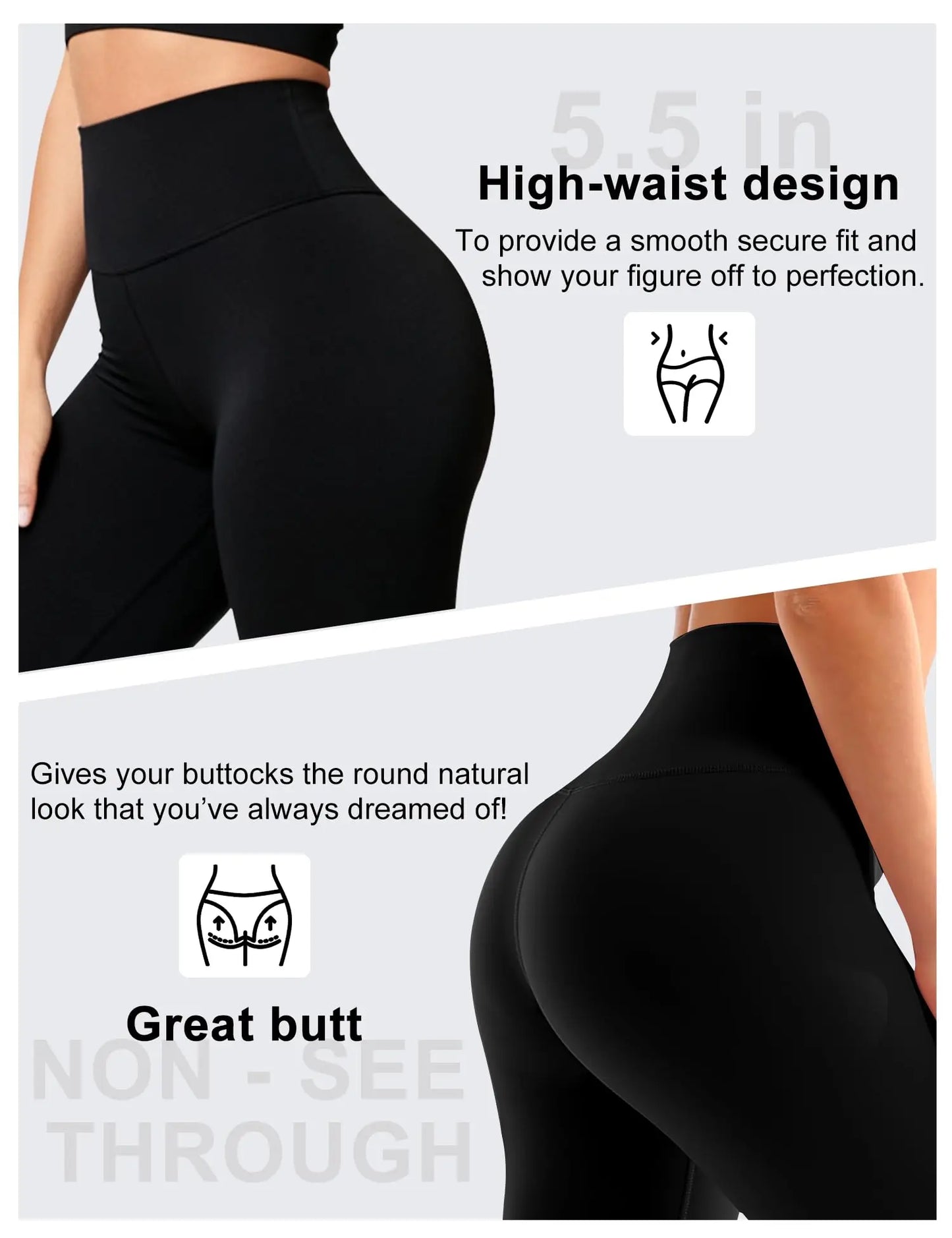 High Waisted Leggings for Women - Tummy Control Pants Non See Through Workout Soft Yoga Pants for Running Plus Size