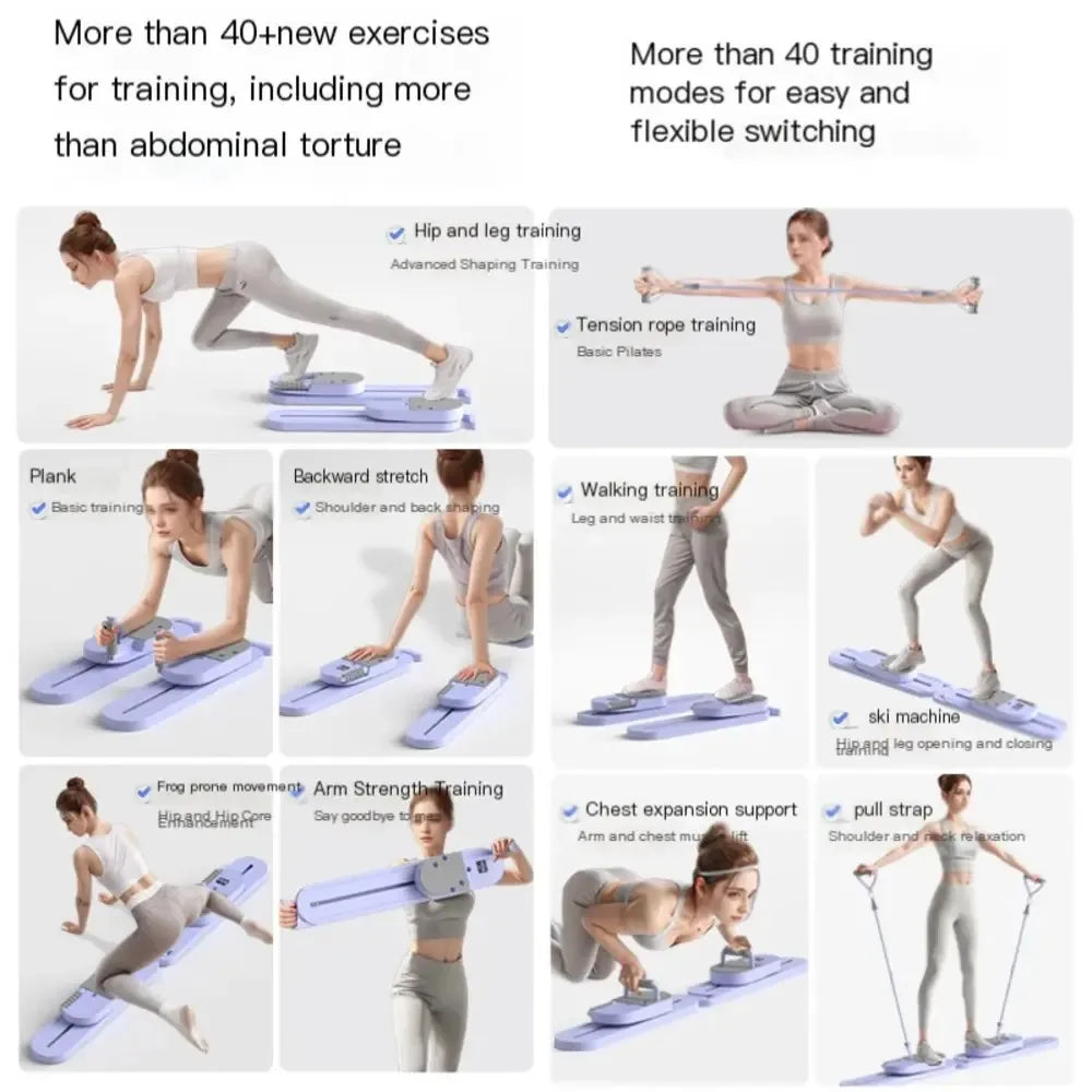 Split Pilates balance board, 40+ exercise movements, multifunctional fitness tool, (abdominal board, ski machine, yoga)