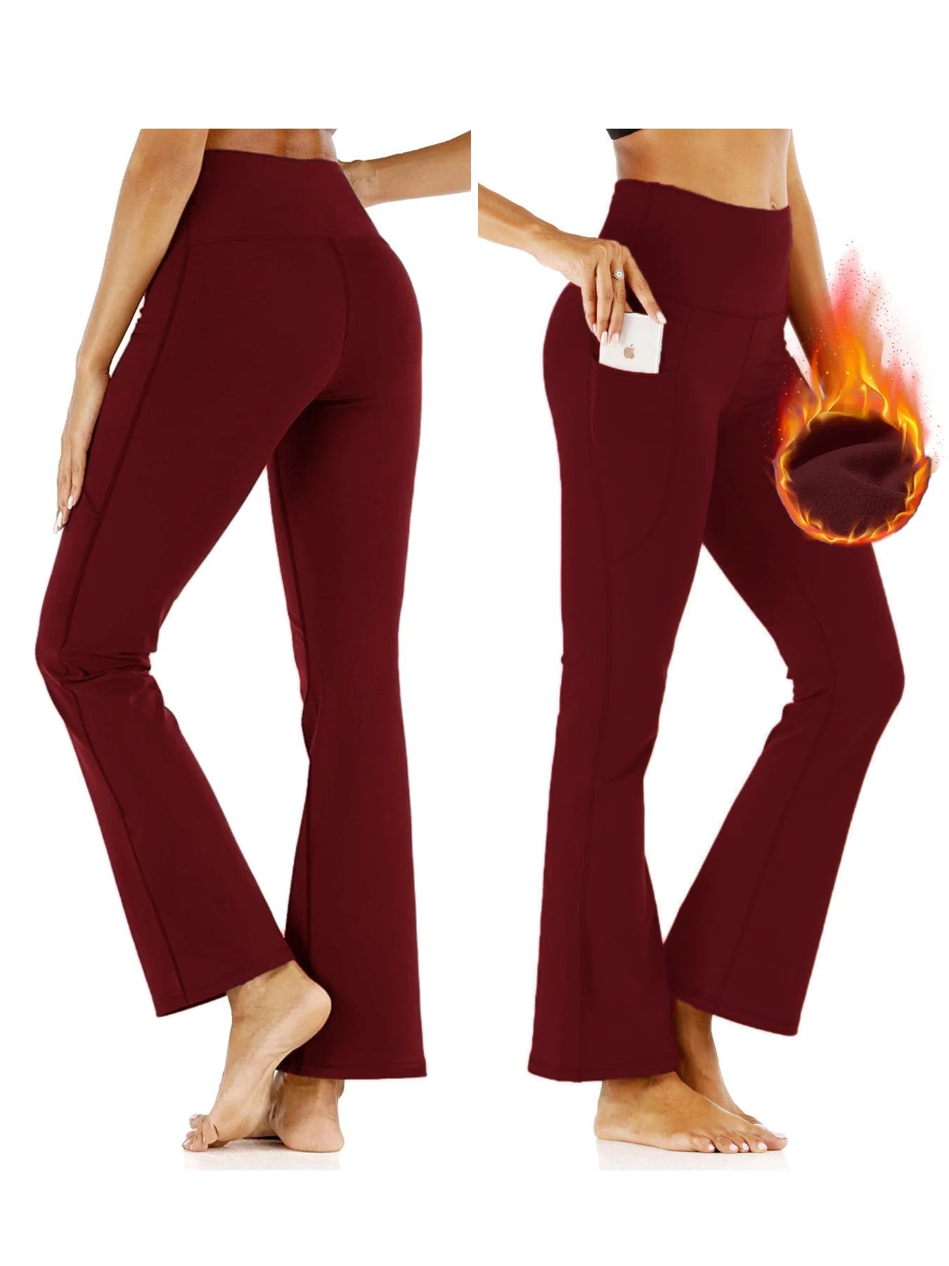 3-Pack Women's Solid Skinny Flare Leg Pants,High Waist Stretch Flared Pants, Sports Yoga Pants Compression Leggings Running Fitn
