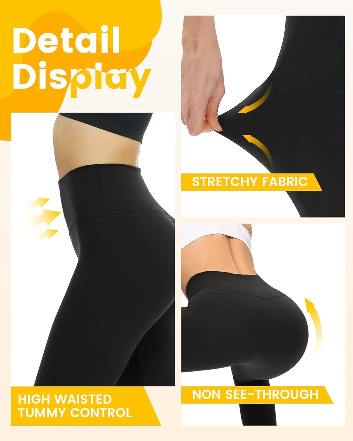 Hot Sale Black  Yoga Pants Women Stretch Workout Leggings With Pockets Activewear