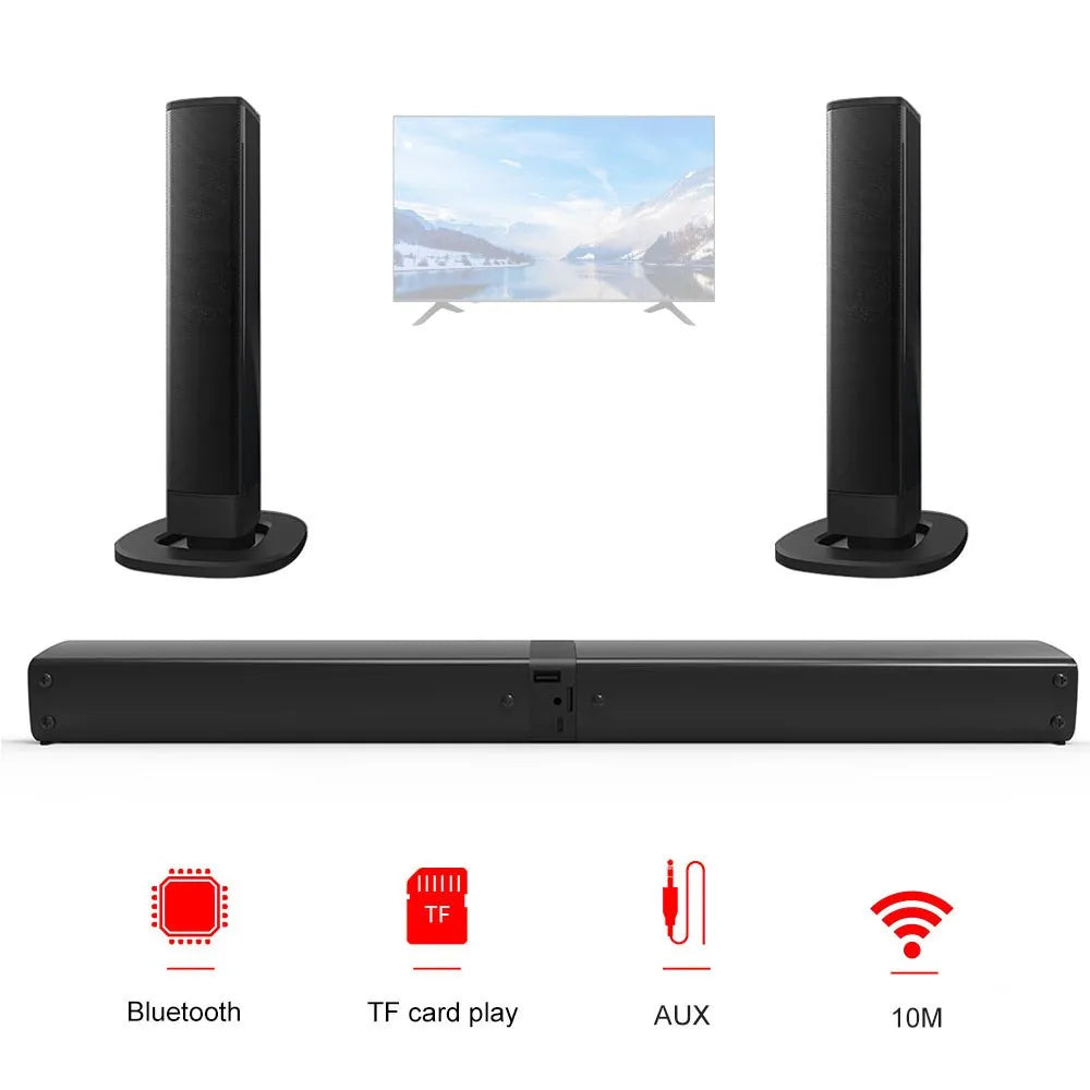 DARUPSUN Portable Surround Sound Bar Bluetooth 2 Speaker in 1 Subwoofer TV Home Theater