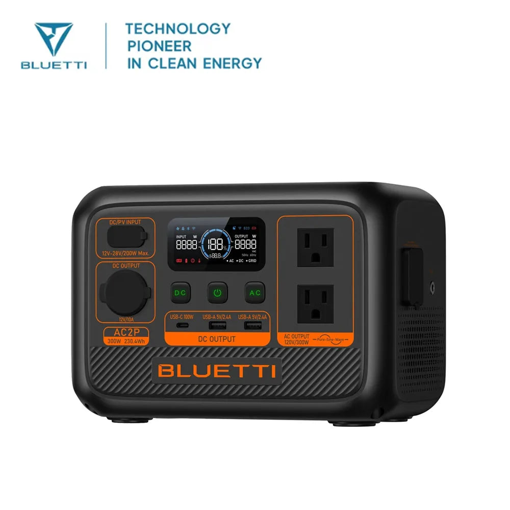 【Brand New】BLUETTI AC2P 300W 230.4Wh Portable Power Station Powerful Lightweight for Travel and Home Use
