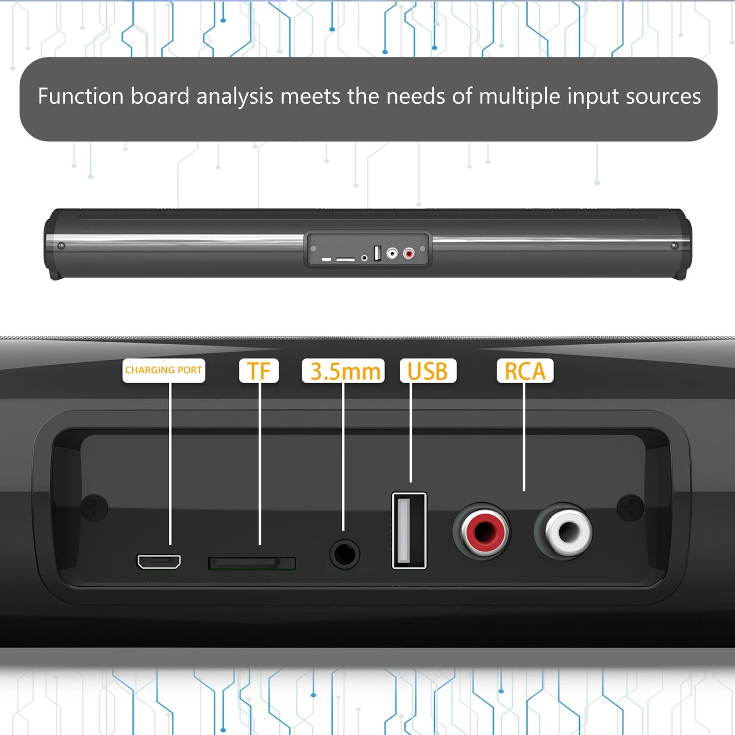 DARUPSUN Bluetooth 5.0 Home TV Sound Bar Speaker System Wireless Subwoofer 3D Surround