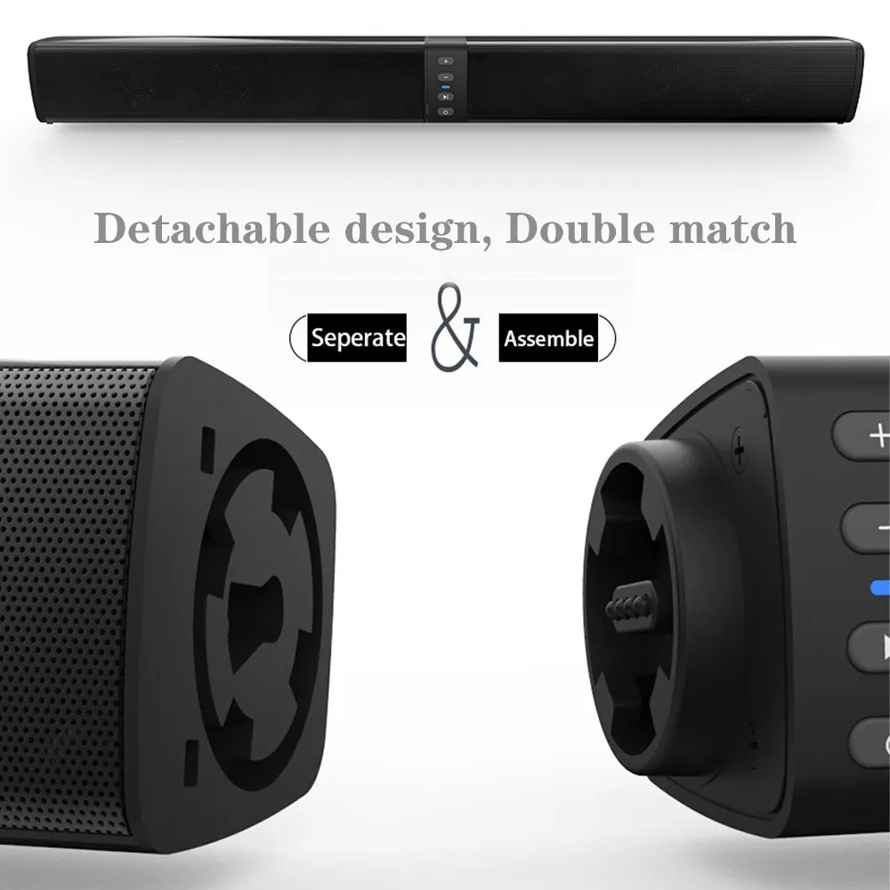 DARUPSUN Portable Surround Sound Bar Bluetooth 2 Speaker in 1 Subwoofer TV Home Theater