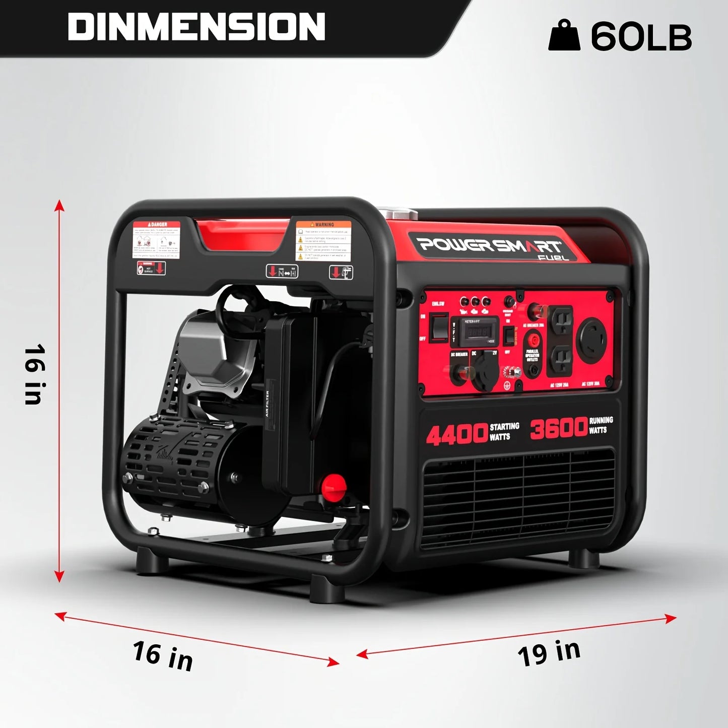 PowerSmart 4400W Portable Generator with Inverter Technology, RV Ready 30A Outlet, Gas Powered, Lightweight & Quiet for Home Use